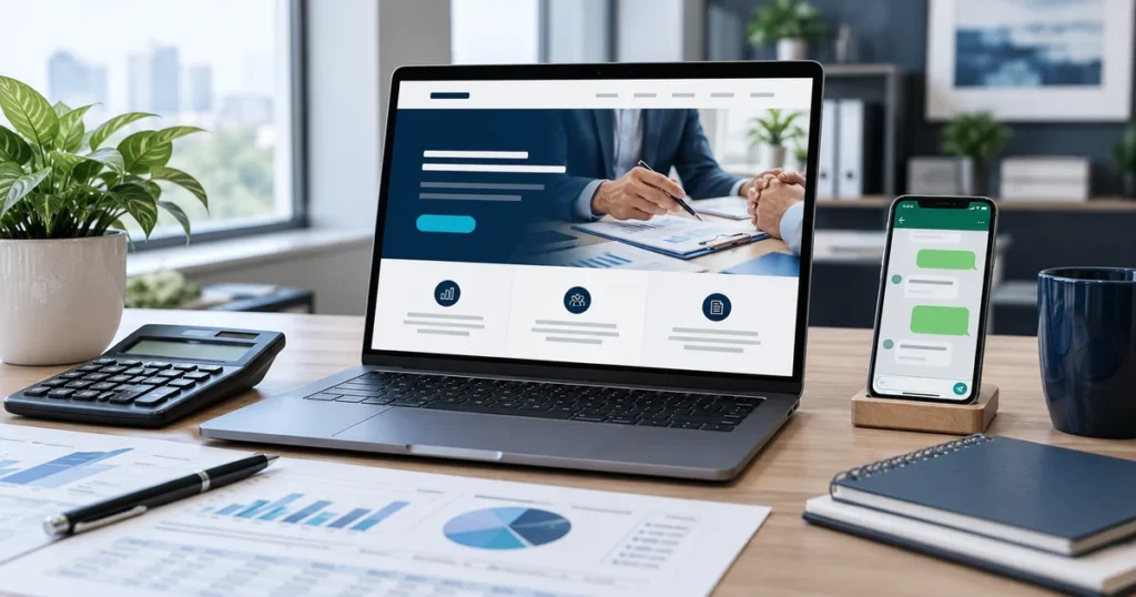 Accounting firm website on a laptop and phone